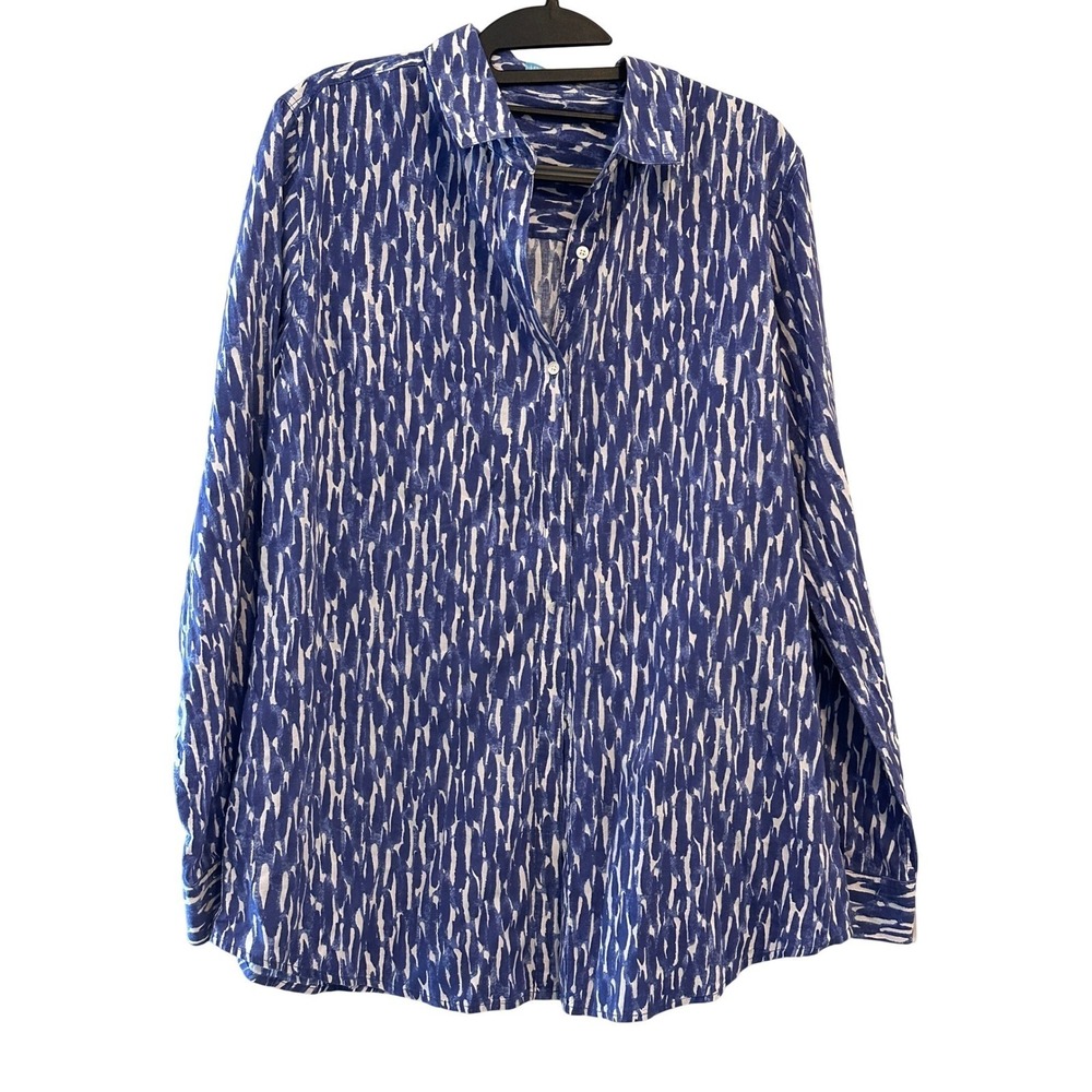 J Mclaughlin Abstract Print Button Down Long‎ Sleeve Shirt Top Size M